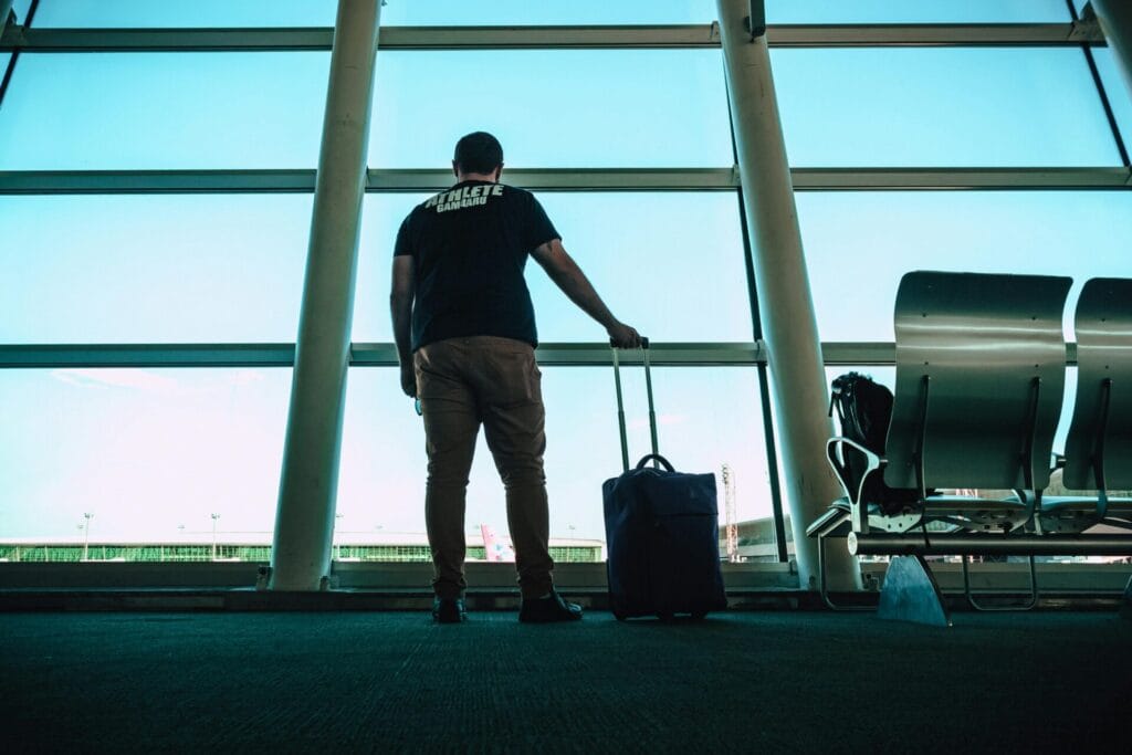 A men waiting for his low cost flights